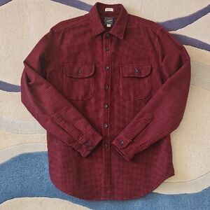 J. Crew Heavyweight Flannel Red & Black Chamois Workshirt Shirt-jac Mens L, NWOT